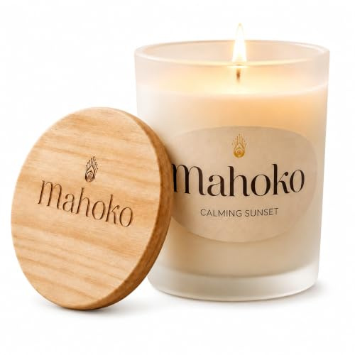Mahoko Duftkerze Sandelholz im Glas 100% Sojawachs Kerze 45h Brenndauer | Duftkerzen Geschenkset, nachhaltig, handgemacht in Deutschland, paraffinfrei, Geschenk für Frauen, Freundin & Kollegin