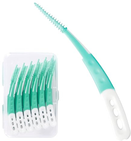60 Stück Interdentalbürsten, Silikon Zahnzwischenraumbürsten Dentalbürsten mit Box,Zahnsticks Interdentalreiniger Gebogen,für Reinigung schwer zugänglicher Zahnzwischenräume