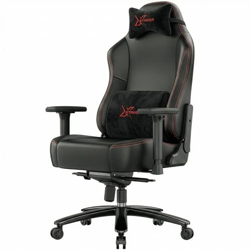 Blisswood PU Leather Gaming Chair for Adults, 135° Recline, 4D Armrest, Cool Gel Neck & Lumbar Support, Ergonomic High Back Office Chair, Wide 55cm Seat – Black