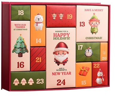 Adventskalender für 12 Tage, Countdown-Box zum Befüllen – leerer Countdown-Kalender für Partys, Urlaub, Familientreffen, Haus