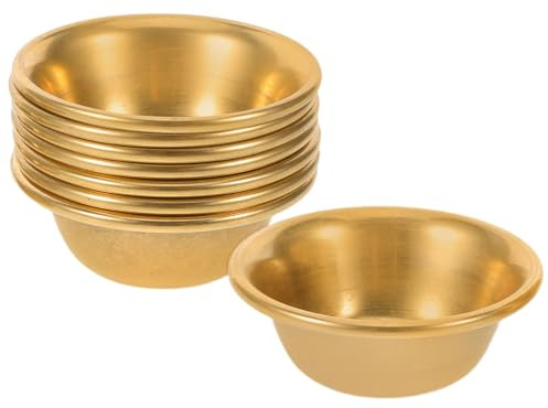 8 cuencos de agua en miniatura de cobre budista, cuencos decorativos de agua, cuencos de sacrificio, cuencos rituales sagrados, pequeños cuencos de latón dorados