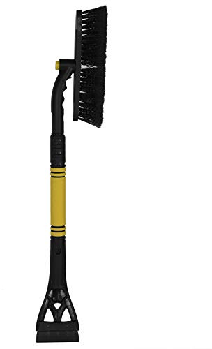 Tomotato 3 in 1 Multifunktion Auto Eiskratzer Schneebesen Schneeschaufel, ausziehbar mit ABS Aluminium Griff und PVC Bürste, für Windschutzscheibe und Autofenster (Gelb)
