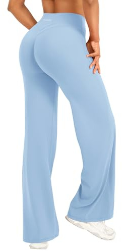 YEOREO Straight Leggings Damen Invisible Scrunch Hohe Taille Gym Pants No Front Seam Weitem Bein Yoga Hose Blickdicht Elastische Flared Leggings Soft Nahtlose Sport Schlaghose