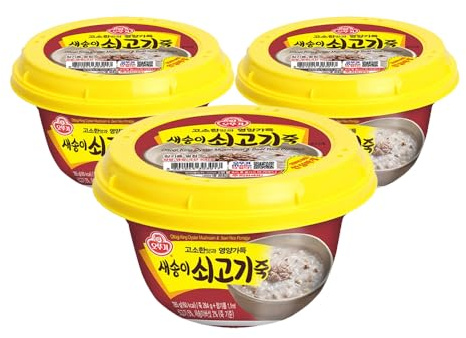 Ottogi King Oyster Mushroom & Beef Rice Porridge, Ready-to-Eat Korean Juk, 285g, Pack of 3