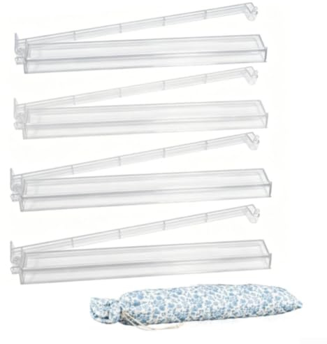 ReachMall Clear for mahjong Racks with Pushers for Tiles - 4pcs Acrylic Holders for Board Games and Word Games - Secure Storage Bag Included 47.5cm Length