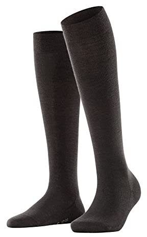 FALKE Damen Kniestrümpfe Softmerino W Kh Wolle Baumwolle lang einfarbig 1 Paar, Braun Dark Brown 5239, 41-42