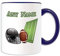 Taza de fútbol americano (diseño deportivo, opciones de color) – cualquier nombre/mensaje en su taza única – Gridiron Rugby Super Bowl AFL NFL, cerámica, azul