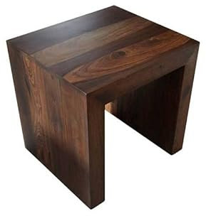 MASSIVMOEBEL24.DE | Duke Hocker aus Massivholz #111 - Walnuss, lackiert | aus Sheeshamholz Palisander | minimalistisch | 40x45x40cm | Sitzhocker Badhocker