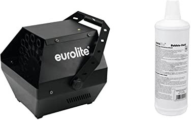 EUROLITE Set B-90 Seifenblasenmaschine schwarz + Seifenblasenfluid 1l | Seifenblasenmaschine, für hängende und stehende Montage inklusive 1l Seifenblasenfluid
