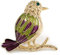 Broche oiseau or multicolore