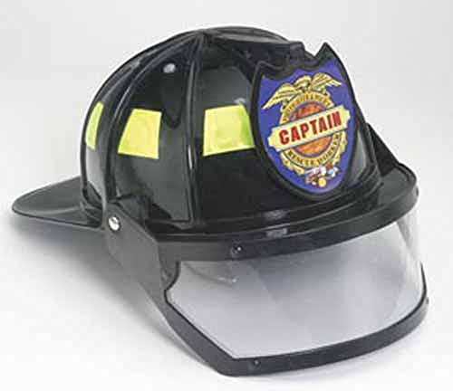 Jacobson Hat Company Men's Plastic Fireman Helmet with Visor, Black, Adult
