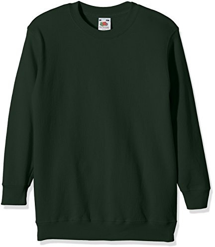 Fruit of the Loom Unisex Kids Set-In Classic Set-In Long Sleeve Sweater, Green (Bottle Green), 3/4 years