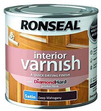 Ronseal RSLIVSDM250 250ml Quick Dry Satin Interior Varnish - Deep Mahogany