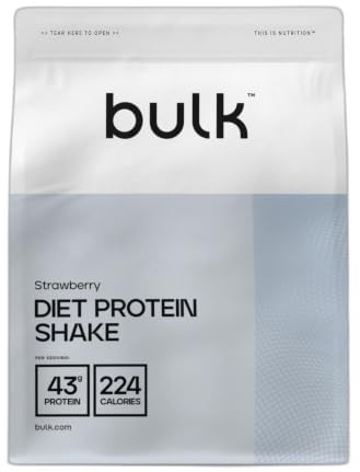 Bulk Diät Protein Advanced, Molke, Glucomannan, wenige Kalorien, niedrige Kohlenhydrate, hoher Proteingehalt, Protein Pulver, Eiweißpulver, Erdbeere, 1 kg