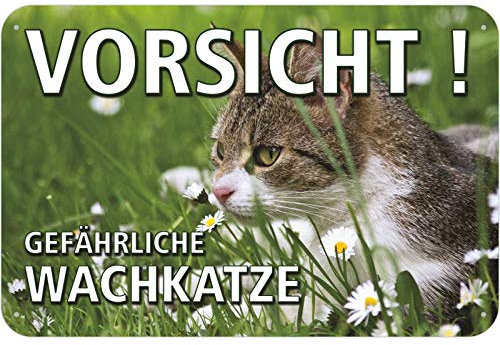 Schild gefährliche Katze aus Aluminium-Verbundmaterial 3mm stark 30 x 45 cm Achtung Vorsicht Wachkatze