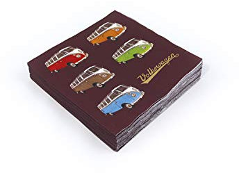 BRISA VW Collection - Volkswagen Servietten-Tisch-Papier-Tücher mit T1 Bus (Bulli Parade/Bunt/3-lagig)