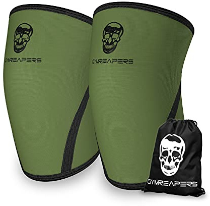 Gymreapers Knee Sleeves (1 Pair) Gym Bag - IPF Approved - Knee Sleeve & Compression Brace for Squats, Fitness, Weightlifting, and Powerlifting 7MM Sleeve Pair - For Men & Women (Green, S)