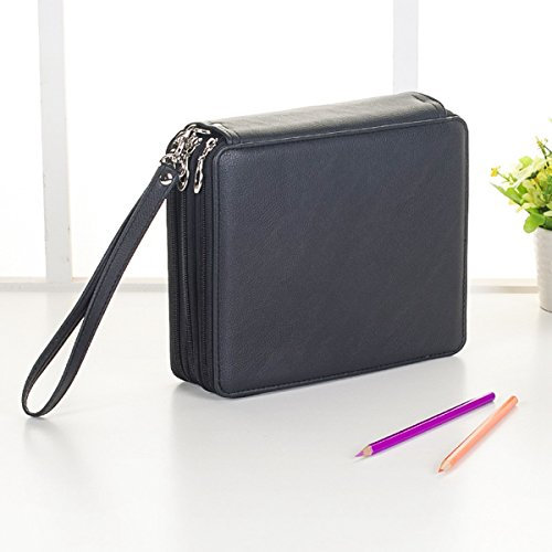 TuToy 120 Slots Bleistift Fall Kosmetik Make-Up Tasche Lagerung Reise Zipper Pouch Student Stationery -Black
