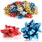 com-four® 48x Geschenkschleife in tollen Farben - selbstklebende Dekoschleifen mit Muster für Weihnachten und Geburtstag (048 Stück - Flocke - 4 Farben)
