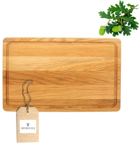 HOFMEISTER® Rundes rechteckiges Schneidebrett aus Eiche (40 cm/mit Saftrille)