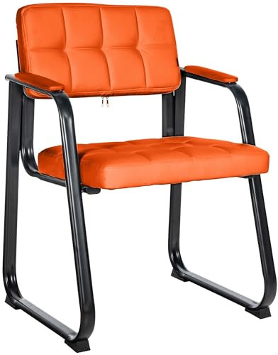 CLP Stuhl Canada I Polsterstuhl Mit Kunstleder-Bezug I Mit Schwarzem Metall-Gestell, Farbe:orange