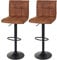Mendler 2er-Set Barhocker HWC-B13, Barstuhl Tresenhocker, Wildlederimitat MVG-Zertifiziert - Vintage Hellbraun