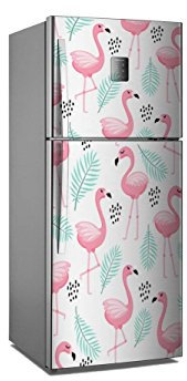 Stickers Fridge Wrap Cover for Vinyl Flamingos Imitation 185x60cm | Strong Adhesive and Easy Application | Decorative Adhesive Sticker with Smart Design