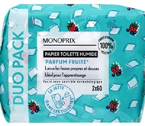 Monoprix Bébé Papier toilette humide 2x60 - Les 2 paquets de 60