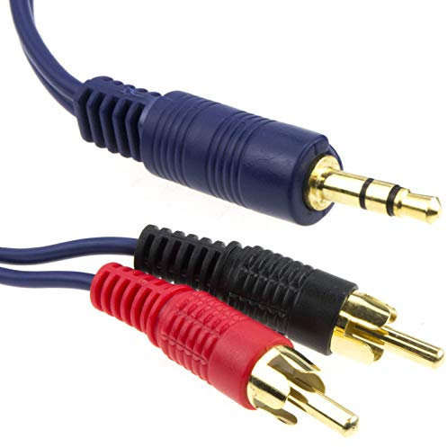3,5 mm Stéréo Jack vers 2 RCA Cinch Fiches l'audio Cordon Blindé câble Plaqués Or 10 m [10 mètre]