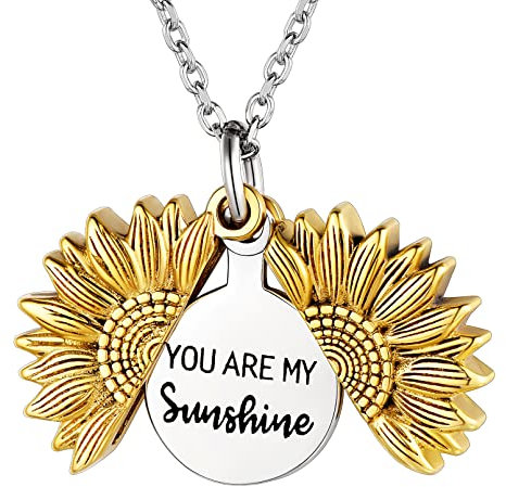Custom4U You Are My Sunshine Necklace Pesronalised Sterling Silver Sunflower Pendant Customized Jewellery Gifts for Women Mum Girlfriend Birthday Christmas