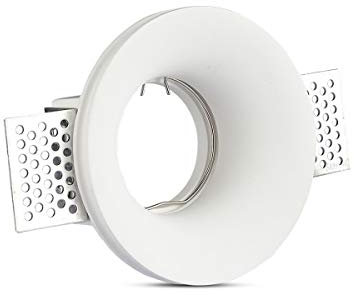 LEDLUX Einbaustrahler GU10 Einbauleuchte aus Gips Farbe weiß lackierbar Lampenfassung GU10 inklusive (Rund D100 mm)