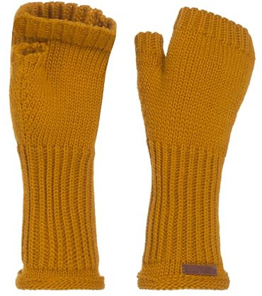 KNIT FACTORY - Cleo Handstulpen - Fingerlose Handschuhe - Gestrickte Handschuhe für Winter - Damen Handstulpen aus Wolle - Hochwertige Qualität - Ocker