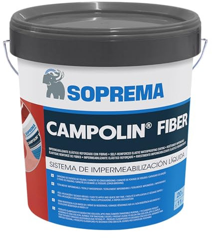 SOPREMA CAMPOLIN FIBER 20 KG GRIS Impermeabilizante de Caucho acrílico Armado con Fibras