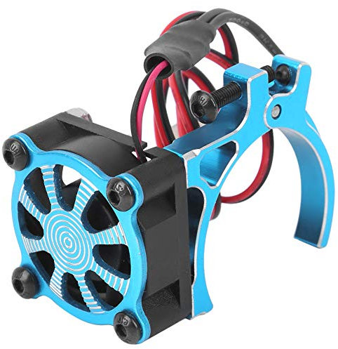 Radiateur de ventilateur de refroidissement de moteur de voiture RC avec capteur thermique pour radiateur de pince en alliage d'aluminium CNC(bleu) Accessoires de voitures miniatures