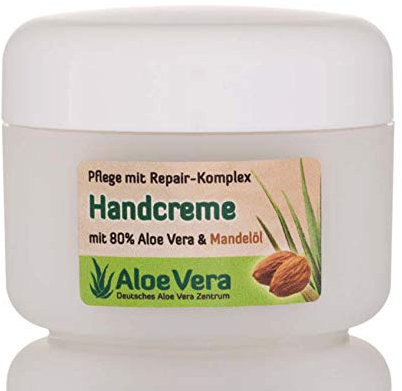 Aloe Vera Handcreme mit Mandel- und Avocadoöl, Sheabutter und 80% Aloe Vera (1 Tiegel à 100 ml)