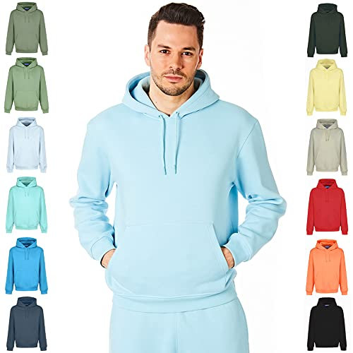 RIPT RCSWT763 Men's Hooded Soft Touch Loungewear Hoodie Sweatshirt Top, Aquamarine, S