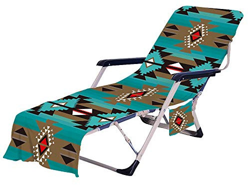 FANSU Schonbezug für Gartenliege Frottee Liegenauflage Garten Sonnenliege Handtuch mit 2 Taschen Stuhl Strandtuch für Schwimmbäder, Strände, Gartenhotels (Dunkelgrün,75x210cm)