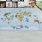 Carpetsale24 Kinderteppich Weltkarte mit Tieren Design Blau 100 x 150 cm - Kurzflor Teppich Kinderzimmer für Jungen und Mädchen Weich und Pflegeleicht - Waschbar Spielteppich Babyzimmer Babyteppich