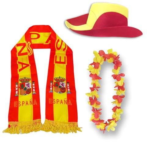 Sonia Originelli Fanset Fanartikel Fanhut Blumenkette Fanschal WM EM Farbe: Spanien