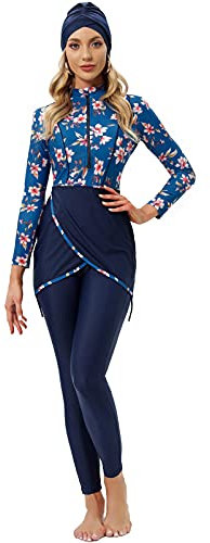 seafanny Damen 3-teilige muslimische Bademode Full Cover Hijab Burkini Modest Badeanzug 2XL(44)
