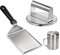 HULISEN Smashed Burger Kit, Stainless Steel Burger Press with Edge, Grill Spatula and Spice Dredge Shaker - Burger Smasher Griddle Accessories Kit for Flat Top Griddle Grill Cooking, Gift Package