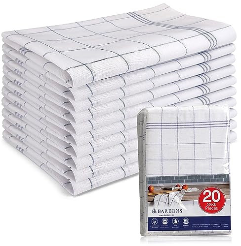 BARBONS 20er Set Geschirrtücher Baumwolle 47x68 cm – Extrem saugstark Oeko-TEX Zertifiziert Trockentücher für Küche Küchenhandtücher Küchentücher Geschirrhandtücher Waschbar bis 60°C - Blau