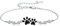 Hundepfote Armband 925 Sterling Silber Hunde Armbänder Puppy Paw Print Blauer Zirkon Armband Verstellbar Armband Schmuck Geschenk für Damen Mädchen (Schwarz)