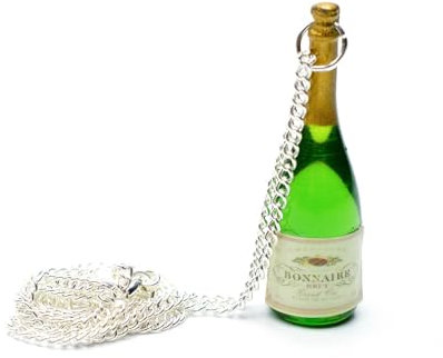 Miniblings Collier chaîne champagne 45cm bouteille vin mousseux bouteille de vin vert