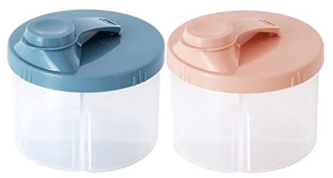 luukiy 2 Stück Milchpulver-Box, Milchpulver Portionierer Baby, Milchpulver-Spender Tragbarer, Snack-Aufbewahrung Behälter Mit 4 Fächern, Transparent Milch Pulver Spender