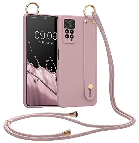 kwmobile Hülle kompatibel mit Xiaomi Redmi Note 11 Pro/Note 11 Pro (5G) / Note 12 Pro (4G) - Handyhülle mit Schlaufe Ring - Handy Cover Case in Winter Rose