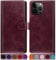 SUANPOT for iPhone 14 Pro 6.1 inch case with [Credit Card Holder][RFID Blocking],PU Leather Flip Book Protective Cover Women Men for Apple 14 Pro Phone case Wine Red