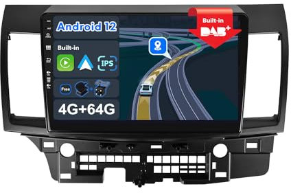 JOYX Android 12 Autoradio Passt für Mitsubishi Lancer (2010-2016) - Eingebaut DAB/DSP/Carplay/Android Auto - 4G+64G - Kamera MIC KOSTENLOS - Lenkradkontrolle WiFi Fast-boot 360-Kamera -10.1 Zoll 2 Din