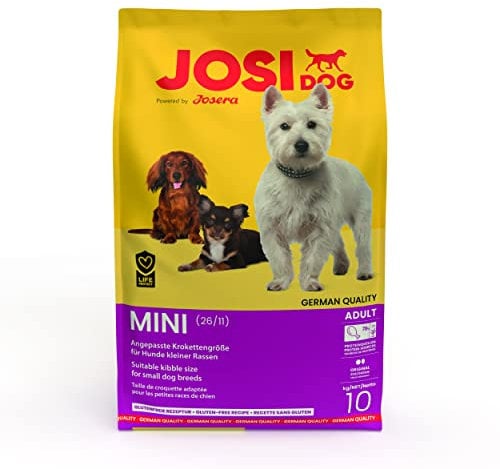 JosiDog Mini (1 x 10 kg) | Adult Mini | Premium Trockenfutter für ausgewachsene, kleine Hunde | mit hochwertigem Geflügelprotein | Extrakleine Kroketten| Powered by JOSERA | Hundefutter | 1er Pack