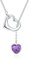 Qings Collana Cuore Donna Argento 925 Ametista Collana Ciondolo a Cuore Pietra Portafortuna Febbraio Birthstone con Zirconia Brillante Natale Compleanno Gioielli Regalo per Ragazze Madre Figlia